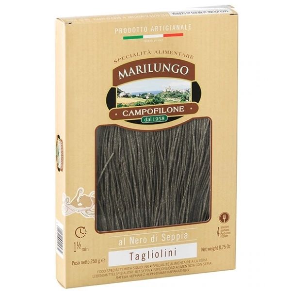 Tagliolini al nero di seppia paquete 250 g. - Marilungo - Pasta y fideos - GOURMANDISE SL - 6.43